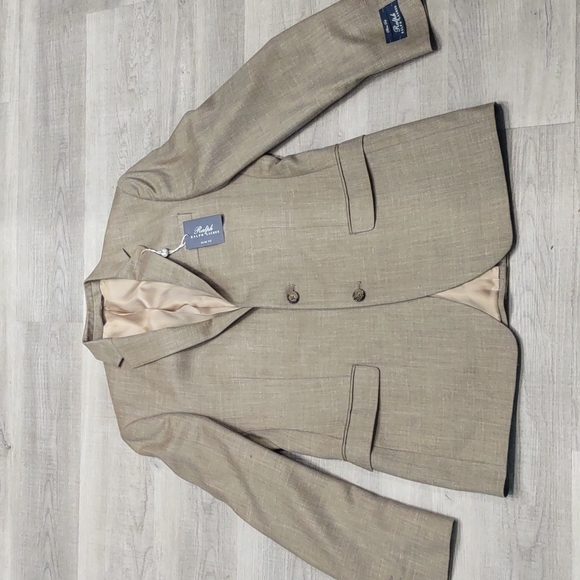 Ralph Lauren wool silk Linen Tan Beige Blazer Sport Coat Jacket New 40 Long 40L - Picture 2 of 9